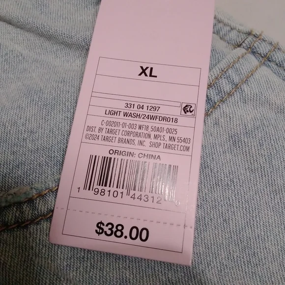 NWT Wild Fable Denim Overall Cargo Carpenter Light Wash XL - Picture 4 of 9